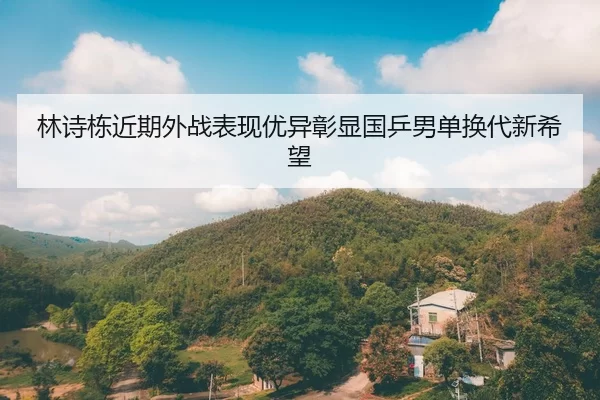 林诗栋近期外战表现优异彰显国乒男单换代新希望